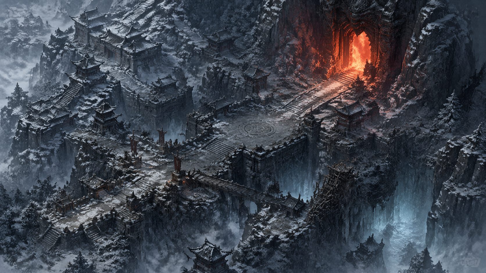 雪山玄幻要塞场景资产